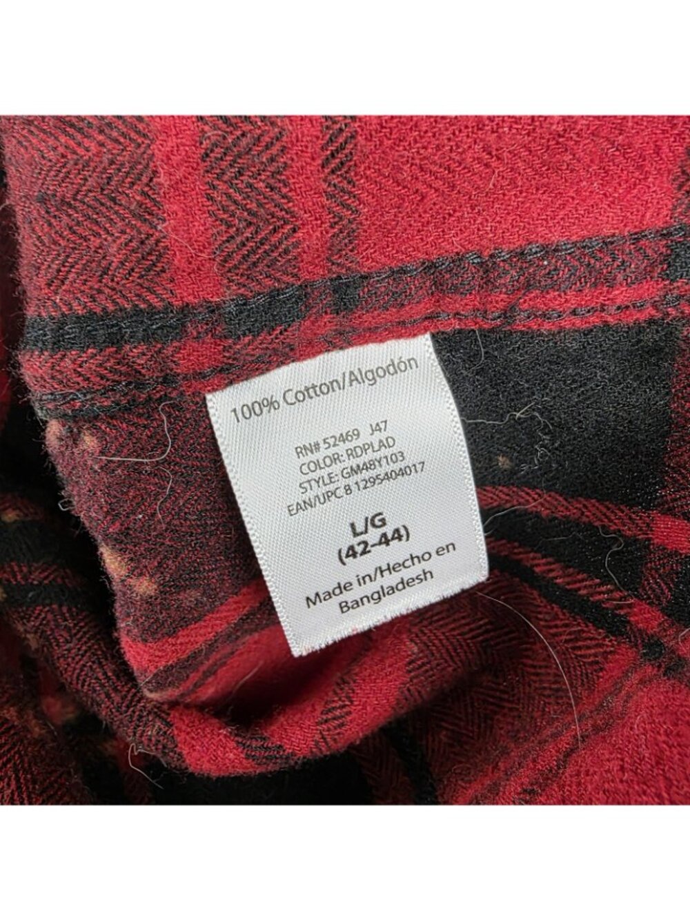 Angry Minnow Flannel Shirt Mens L Red Plaid Yellowstone Bear Patch Distressed - Picture 5 of 8